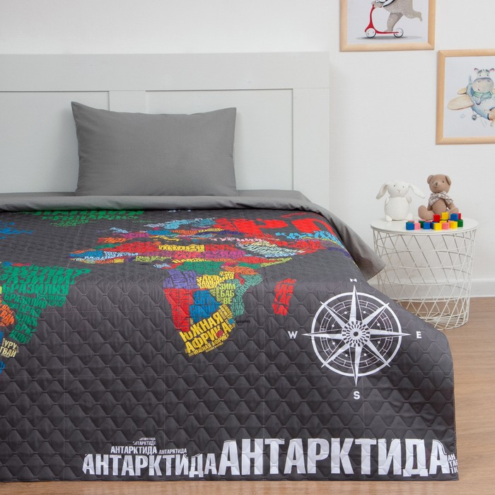 Покрывало детское Этель 1,5 сп &laquo;Карта мира&raquo;, 145х210 см, микрофибра