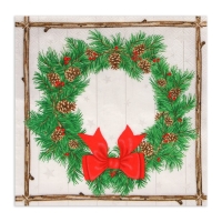 Новогодние салфетки бумажные Home Collection &laquo;Венок с шишками&raquo;, 3 слоя, 33х33 см, 20 шт