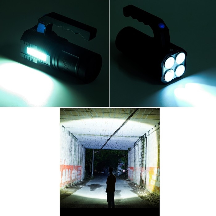 Фонарь светодиодный аккумуляторный ручной, 10 Вт, 3500 мАч, XPE + COB, 350 лм, USB, 15х6 см Фонарь светодиодный аккумуляторный ручной, 10 Вт, 3500 мАч, XPE + COB, 350 лм, USB, 15х6 см