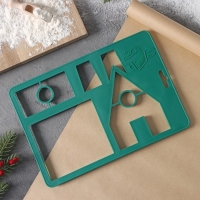 Форма для вырезания печенья новогодняя Доляна &laquo;Пряничный домик&raquo;, 28&times;19 см, цвет зелёный