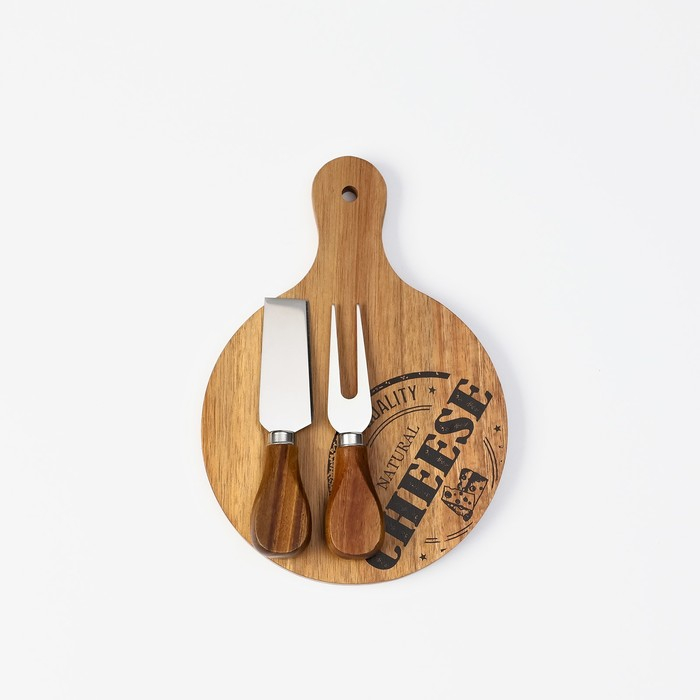 Набор для подачи сыра Magistro Shape, 2 ножа, доска, акация Набор для подачи сыра Magistro Shape, 2 ножа, доска, акация