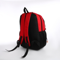 Рюкзак школьный, 2 отдела молнии, 3 кармана, цвет чёрный/красный