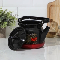 Чайник эмалированный &laquo;Рябина&raquo;, 2,3 л, цвет чёрный