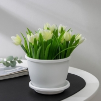 Горшок для цветов с поддоном &laquo;Афина&raquo;, 500 мл, пластиковый, цвет белый