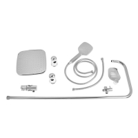 Душевая система ZEIN Z1004, тропическая и ручная лейка, шланги, стойка, мыльница, хром Душевая система ZEIN Z1004, тропическая и ручная лейка, шланги, стойка, мыльница, хром