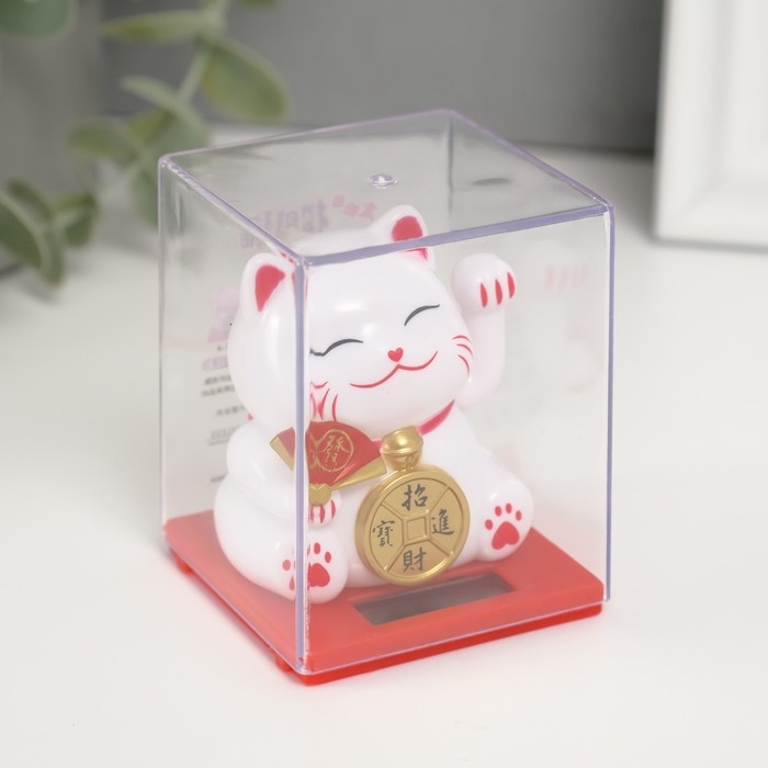 Маятник пластик Маятник пластик "Белый Манэки-нэко с веером и монеткой" 5х5х5 см