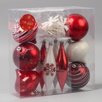 Набор украшений пластик 22 шт "Морозный день" красно-белый