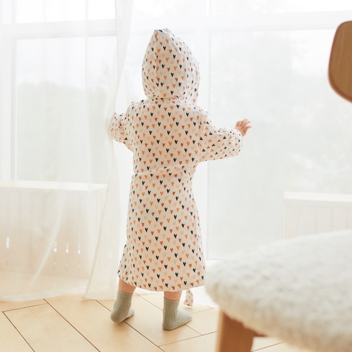 Халат детский муслиновый LoveLife &laquo;Сердечки&raquo; (2 года, рост 92-98 см) 100% хлопок, 235 гр/м2