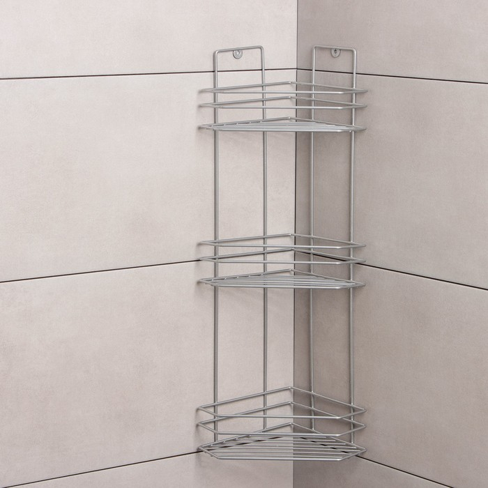 Полка угловая 3-х ярусная «Трапеция», 25×18×62 см, цвет хром Полка угловая 3-х ярусная «Трапеция», 25×18×62 см, цвет хром