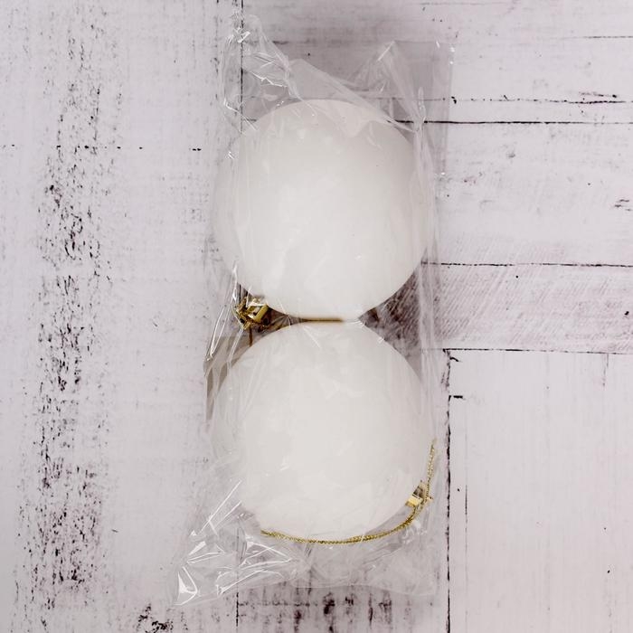 Набор шаров пластик d-8 см, 2 шт "Матовый" белый