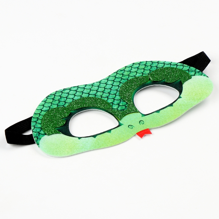 Новый год! Карнавальная маска &laquo;Сверкающая змейка&raquo; зелёная с блёстками