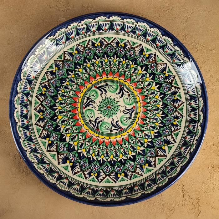 Ляган Риштанская Керамика Ляган Риштанская Керамика "Узоры", 36 см, синий