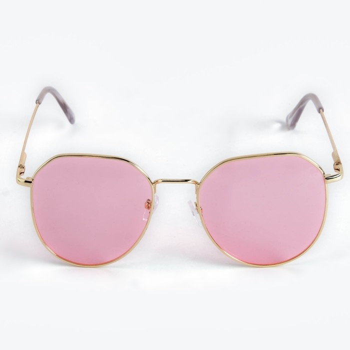 Очки солнцезащитные "OneSun", дужка 13 см, ширина 13 см, линза 4.5 х 5 см, розовые