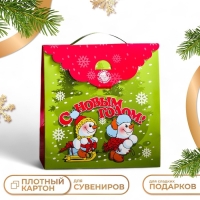 Подарочная коробка "Сумка со снеговиками", 21,4 х 22,5 х 9,3 см