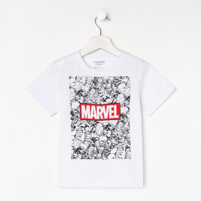 Футболка детская Мстители, рост 122-128, белый
