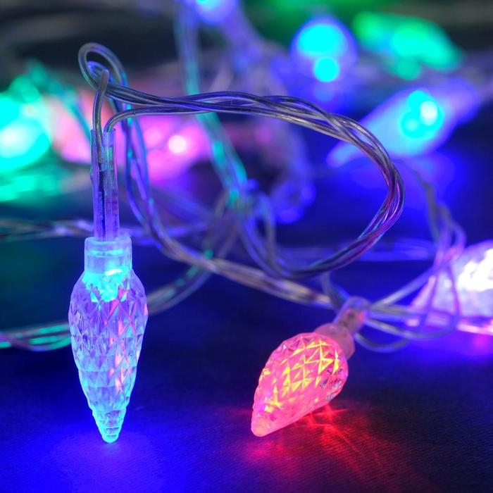 Гирлянда «Нить» 5 м с насадками «Шишки», IP20, прозрачная нить, 20 LED, свечение мульти (RG/RB), мигание, 220 В Гирлянда «Нить» 5 м с насадками «Шишки», IP20, прозрачная нить, 20 LED, свечение мульти (RG/RB), мигание, 220 В