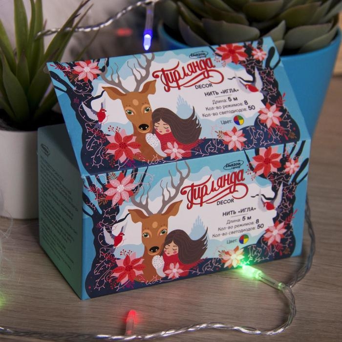 Гирлянда «Нить» 5 м с насадками «Игла», IP20, прозрачная нить, 50 LED, свечение мульти, 8 режимов, 220 В Гирлянда «Нить» 5 м с насадками «Игла», IP20, прозрачная нить, 50 LED, свечение мульти, 8 режимов, 220 В