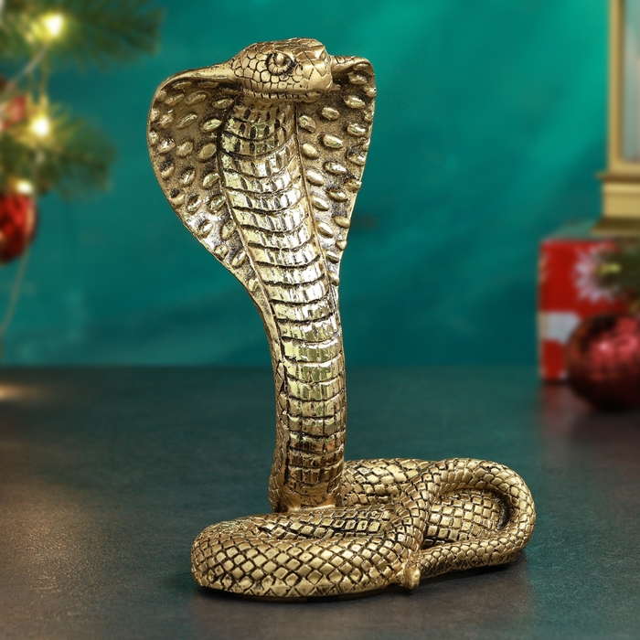 Фигура "Королевская кобра" золото, 14х8х17см
