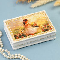 Шкатулка &laquo;Ангелочек с котятами&raquo;, белая, 10&times;14 см, лаковая миниатюра