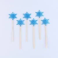 Новый год! Шпажки &laquo;Снежинка&raquo;, уголок, в наборе 6 штук, голубые