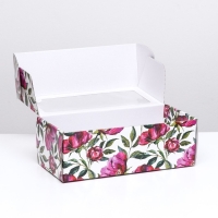 Коробка самосборная, с окном, "Акварельные цветы" 16 х 35 х 12 см