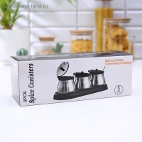 Набор стеклянных банок для сыпучих продуктов &laquo;Сияние&raquo;, 31&times;12&times;12 см, на подставке, 3 шт, цвет чёрный