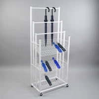 Стойка под зонты, разборная, 3 наклонные корзины, 3 яруса, 60×40×150 см, цвет белый Стойка под зонты, разборная, 3 наклонные корзины, 3 яруса, 60×40×150 см, цвет белый