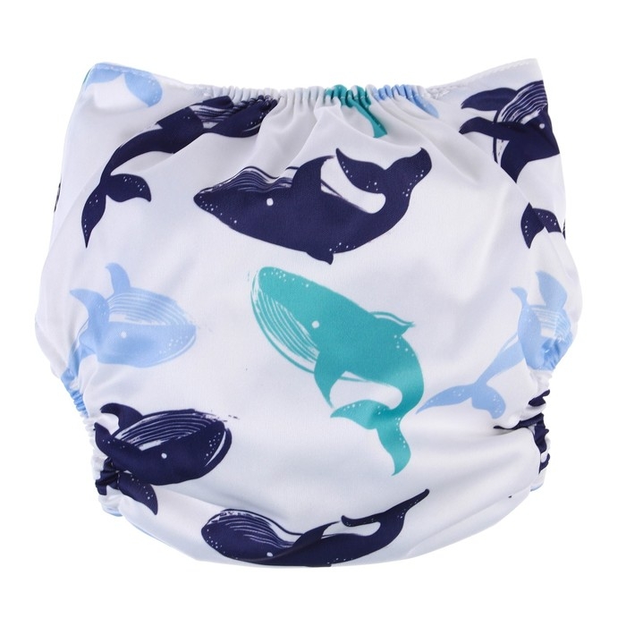 Трусики-подгузник, многоразовый, с 3-х слойным вкладышем «Киты», Крошка Я Трусики-подгузник, многоразовый, с 3-х слойным вкладышем «Киты», Крошка Я