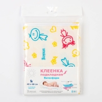 Клеенка подкладная 48х68 см., Ткань/ПВХ, с окантовкой, с рисунком Клеенка подкладная 48х68 см., Ткань/ПВХ, с окантовкой, с рисунком