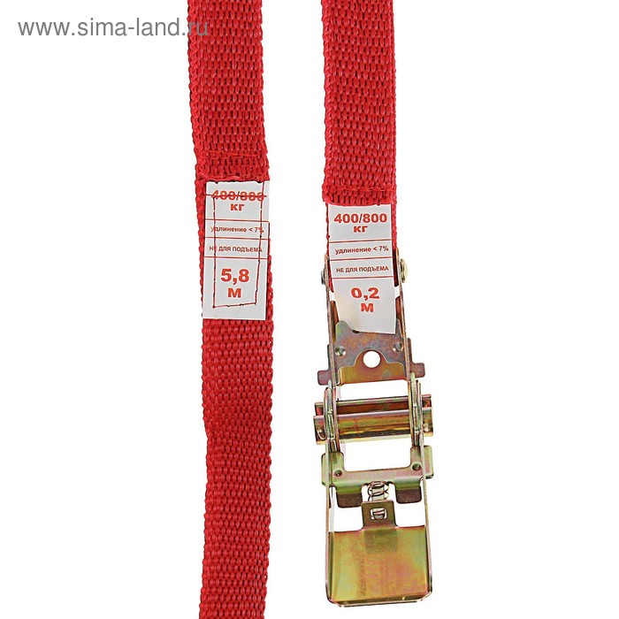 Стяжка груза с механизмом 110 мм, ширина ленты 25 мм, нагрузка 200/400 кг, длина 6 м