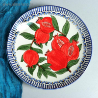 Ляган круглый &laquo;Гранат&raquo;, 31 см, синяя кайма