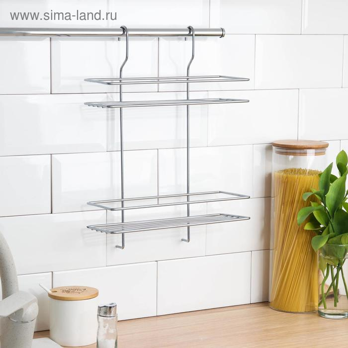 Полка для рейлинга прямая, 2-х ярусная, 38&times;26,5&times;11,5 см, d=25 мм, цвет хром
