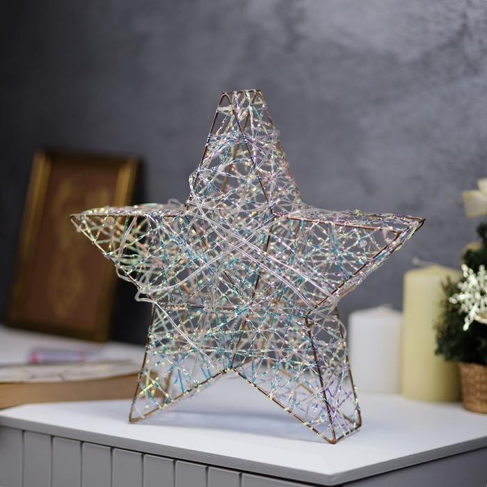 Фигура световая Фигура световая "Звезда плетенная", 30х30х7 см, 30 LED, батарейки ААх3 (не в комплекте), свечение тёплое белое