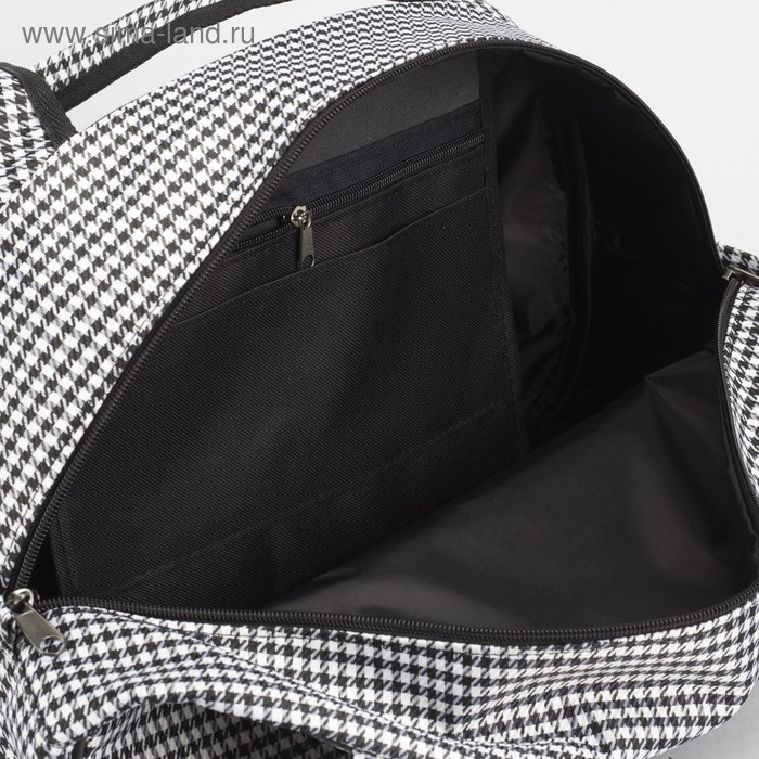 Сумка дорожная женская на молнии, держатель для чемодана, цвет чёрный/белый Сумка дорожная женская на молнии, держатель для чемодана, цвет чёрный/белый