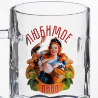 Пивная кружка &laquo;Любимое пиво&raquo;, стеклянная, 500 мл, микс