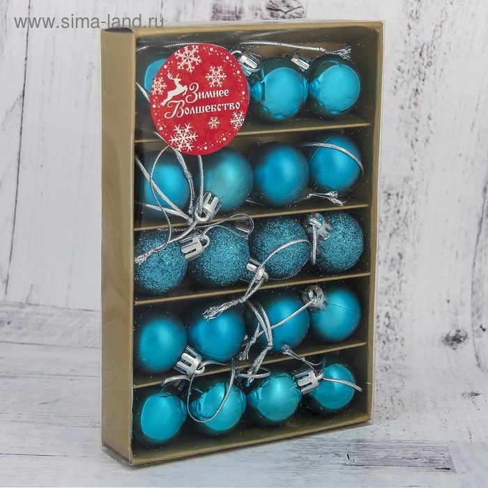 Набор шаров пластик d-3 см, 20 шт "Перелив" синий