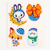 Аппликация стикерами на новый год. Елочные игрушки «Новогодняя сказка», новогодний набор для творчества Аппликация стикерами на новый год. Елочные игрушки «Новогодняя сказка», новогодний набор для творчества