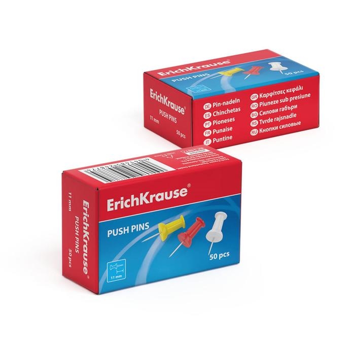 Кнопки силовые, цветные 50 штук, Erich Krause Кнопки силовые, цветные 50 штук, Erich Krause