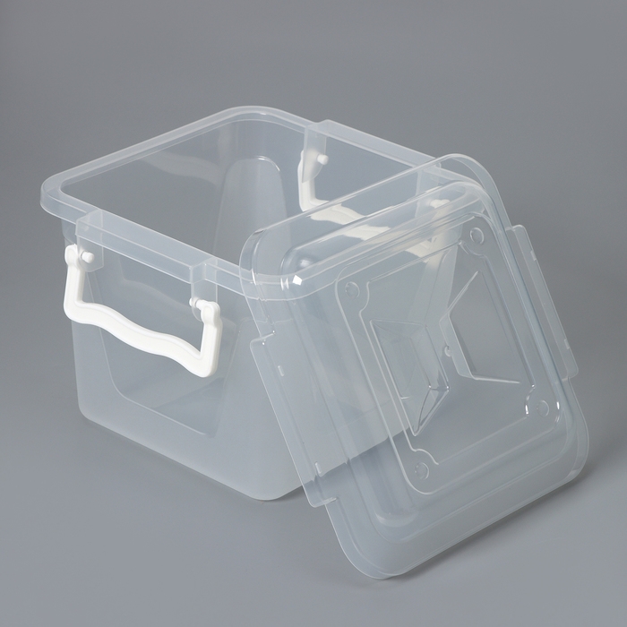 Контейнер для хранения с крышкой, 4 л, 19,5&times;19,5&times;17,5 см, цвет прозрачный