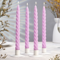 Набор свечей витых, 2,3х 24,5 см, 5 ч, 50 г, 4 штуки, сиреневый Набор свечей витых, 2,3х 24,5 см, 5 ч, 50 г, 4 штуки, сиреневый