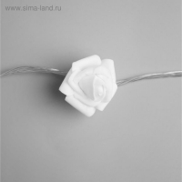 Гирлянда &laquo;Нить&raquo; 5 м с насадками &laquo;Розы белые&raquo;, IP20, прозрачная нить, 20 LED, свечение тёплое белое, 220 В