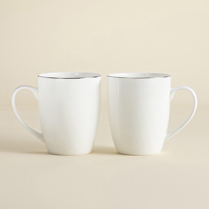 Кружки SL Home &laquo;Каскарон&raquo;, 380 мл, 11,8&times;8,5&times;10,4 см, набор 2 шт, костяной фарфор, белые