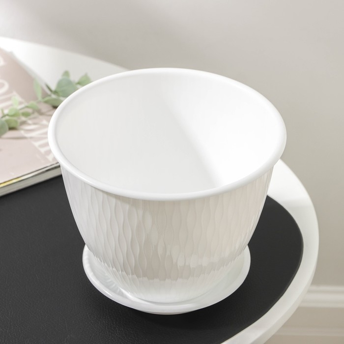 Цветочный горшок с поддоном &laquo;Корсика&raquo;, 1,8 л, d=17, цвет белый