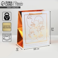 Пакет подарочный ламинированный, упаковка, &laquo;Бронза&raquo;, 23 х 27 х 12 см