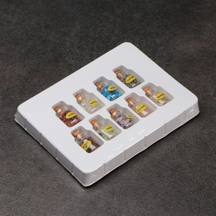 Коллекция кристаллов в баночке, 9 баночек