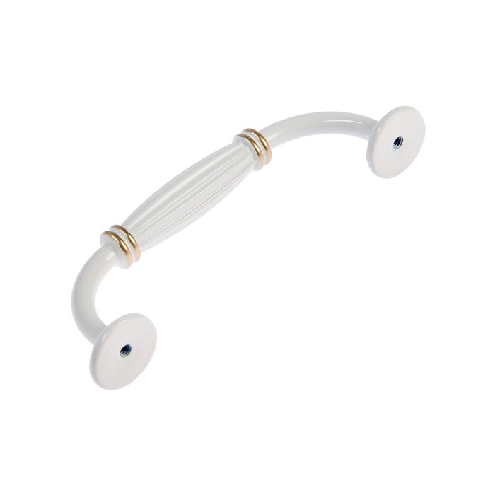 Ручка-скоба PC176WW/GP, м/о 96 мм, белая с золотом Ручка-скоба PC176WW/GP, м/о 96 мм, белая с золотом