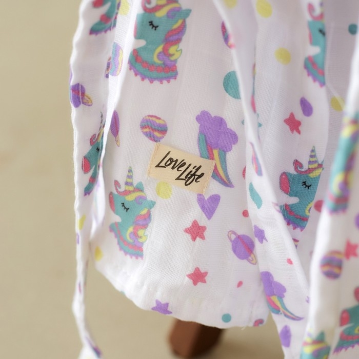 Халат детский муслиновый LoveLife &laquo;Единороги&raquo; (6 лет, рост 116-122 см) 100% хлопок, 235 гр/м2