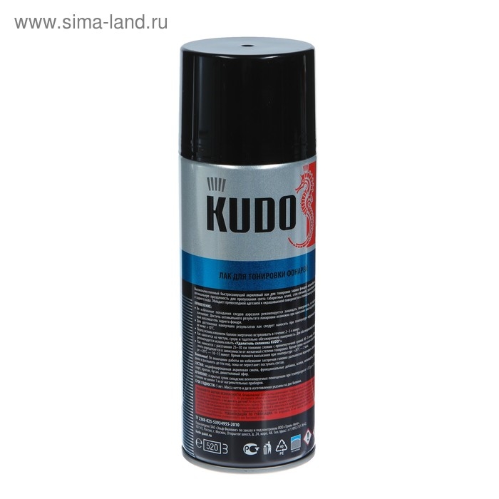 Лак для тонировки фар Kudo чёрный, акриловый, аэрозоль, 520 мл    KU-9021