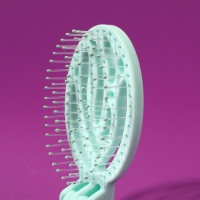 Расчёска массажная, складная, с зеркалом, 9,5 &times; 5,5 см, цвет бирюзовый