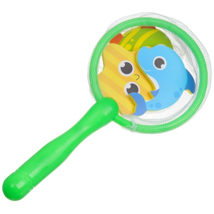 Набор для игры в ванне &laquo;Рыбалка: Веселые рыбки&raquo;, сачок, 3 мягких стикера, виды и цвет МИКС